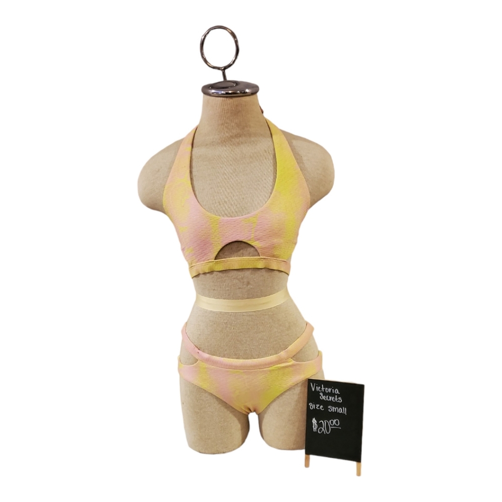 Victoria's Secret, neon yellow and pink snake skin print size small bikini